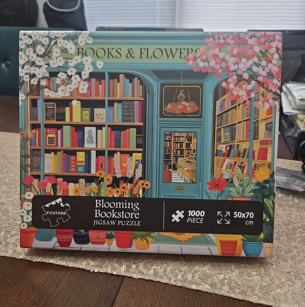 Blooming Bookstore Jigsaw Puzzle – Teal & Multicolor